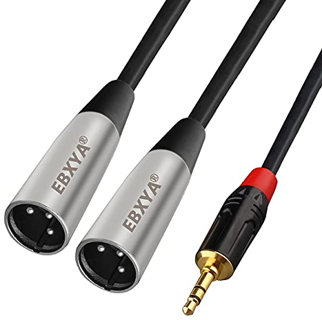EBXYA Dual 3.5mm (1/8) Mini Jack to 2 XLR Male Cable Y-Splitter 1M