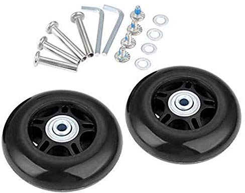 Ersatz Rollen für Koffer Gummi Rollen Räder Ersatz Wheels Rad für Trolley Samsonite Hartschalenkoffer Rollen mit kugellager Ersatzteile Reparatur Set (64 * 6 * 24mm Achsenlänge: 35mm und 40mm)