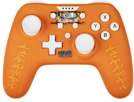 Konix Naruto Shippuden Mando con cable para Nintendo Switch, Switch 2 y PC - Función de vibración - Cable de 3 m - Diseño Naruto - Naranja