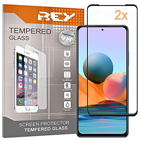 2X Protector de Pantalla 3D para XIAOMI REDMI Note 10 Pro, Negro, Protección Completa, 3D / 4D / 5D