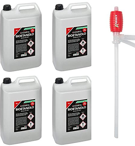 4X5LT BIOETANOLO COMBUSTIBILE Liquido Ecologico Naturale INODORE Camino + Pompa Manuale Omaggio