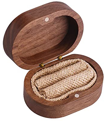 Niaciswe Ringschachtel 1 Stück Ringbox Holz Ring Box Ring Schatulle Ringschatulle Ringbox Hochzeit Walnuss Vintage Ringbox Ringhalter Kleine Ringschatulle für Hochzeiten Ausstellungsgeschenkhalter