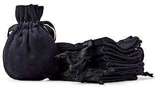 Soul Projekt [10 Stück] Samtbeutel, Luxuriöse Samt Säckchen für Hochzeitsmandeln, Gastgeschenke, Schmuck, Mitgebsel, Kristalle, Mehrzweck Beutel mit Kordelzug, Schwarz, Velvet Bags Black 7x10cm x10