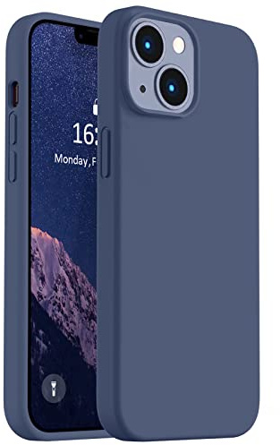 Vooii Compatible with iPhone 14 Case,[Silky Touch Premium Liquid Silicone] [Fit for Battery Charger Cases], Ultra Slim Shockproof Protective Case for iPhone 14 - Navy Blue