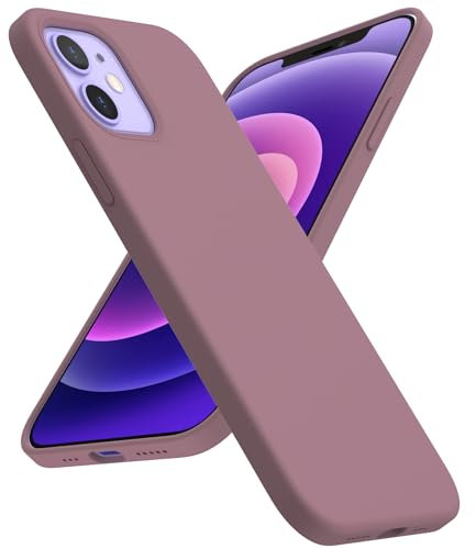 ACRONIX Coque Silicone Liquide Compatible avec iPhone 12/12 Pro (6,1”) Case en Silicone Premium, Étui Protection Complète, Cover Antichoc à 3 Structure Mauve Rose