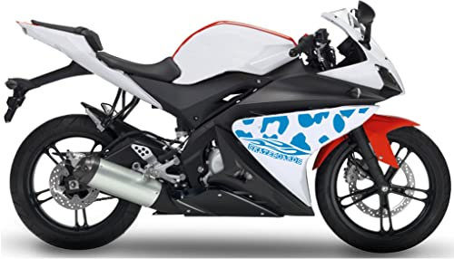 DualColorStampe Aufkleber kompatibel mit Yamaha YZF-R125 R125 (DX-SX), Motorrad-Decal-Stickers, M0168 (Blu53)