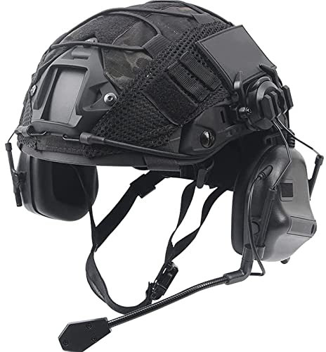 Airsoft Fast Helmet Set, with Tactical Headset Helmet and Helmet Cover, for Airsoft Paintball Outdoor Hunting Paintball Shooting(Size:One size,Color:Black)