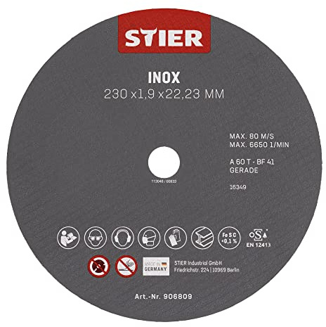 STIER Trennscheibe | 230 x 1,9 x 22,23 gerade Inox/Edelstahl