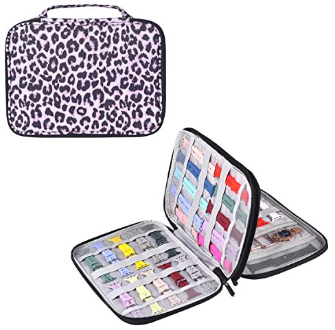ZFZGFRCS Uhrenarmband-Aufbewahrungskoffer, Uhrenarmband-Organizer, Tasche, Uhrenarmband-Etui und Aufbewahrungshalter, Uhrenarmbänder, Tragetasche, kompatibel mit 35 Uhrenarmbändern und Zubehör
