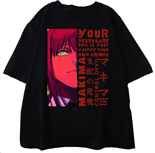 MEDM Chainsaw Man Makima Eyes T Shirt Cute Anime Kawaii Women Men T-Shirts Japanese Manga Denji Aki Power Chainsaw Man Makima Tshirt