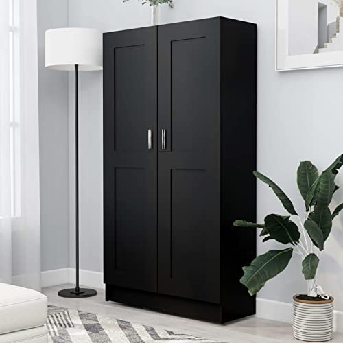 Festnight Armario Multiusos con 2 Puertas, Mueble Armario Multiusos,Armario Libros,Aparadores para Salo,Armario Escobero, Negro 82,5x30,5x150 cm