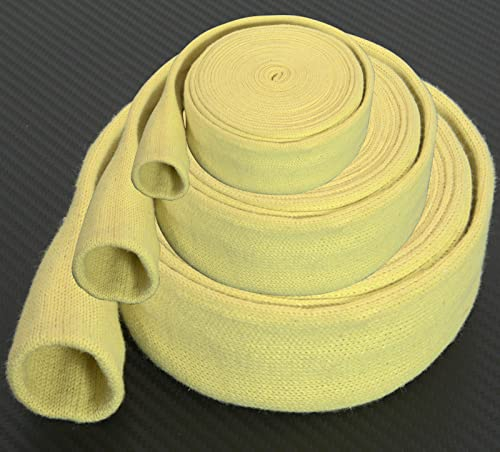 1m Hitzeschutzschlauch Kevlar Aramid ID-Ø 15mm flexibel | VIELE GRÖSSEN 7-60mm | Kabelmantel Schnittschutz Schlauch Isolierschlauch Kabelschutz Rohr Schutzschlauch Kälteschutz Abriebschutz| Premium