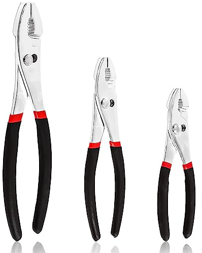 Swpeet 3pcs 6 Zoll / 8 Zoll / 10 Zoll schwarzer Stahl Rutschgelenk Zangen, Zangen Set, Multi-Griff Zangen, Rutschgelenk mit Gummigriff Griff Feine Griff Zähne in der Vorderseite und groben Zähnen