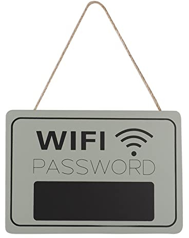 QANYEGN Letrero Colgante De Pared con Contraseña, Pizarra Colgante Vintage, Letrero WiFi con Contraseña para Cafetería, Librería(Grey)