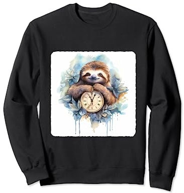Faultier mit einer Uhr. Faultier neben einer Uhr, Geduld Sweatshirt