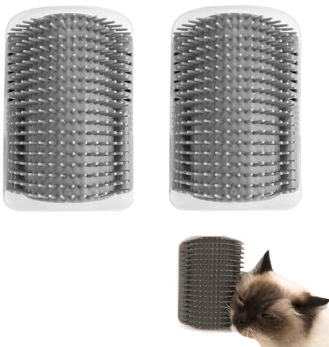 Cepillo de Masaje para Gatos, 2 Piezas Esquina de la Pared, Peine para Masaje Juguete, Compatible con Gatos de Pelo Corto y Largo (No Contiene Hierba Gatera)