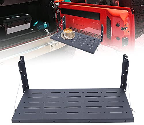 YyanLAK Klapptisch Heckklappe, 60 * 31cm Folding Dining Table Tailgate, ailgate Tisch Laderaumhalterung, Aus Metall Klapper Heckklappen, schwarz