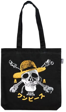 Grupo Erik Shopping Bag - One Piece Jolly Roger Tasche - Kunststofftasche Schwarz - Offizieller Netflix One Piece Fanartikel