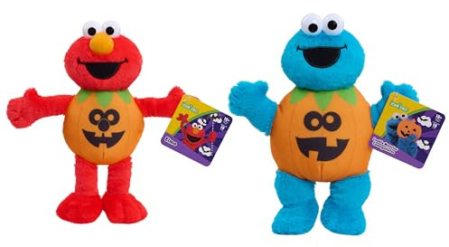 Sesame Street Just Play Elmo & Cookie Monster Kleines Halloween-Plüsch, 2er-Pack, nachhaltiges Stofftier, weiches Plüsch, Kinderspielzeug ab 18 Monaten