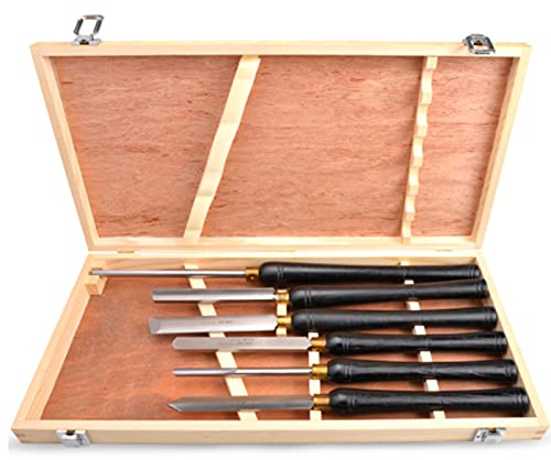 BomDog Meißel, Hss-Drechmeißel-Set In Holzbox (6-Teilig), Rostfreies Drechselzubehör, Drechselwerkzeuge, Drechselmeißel-Set