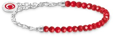 THOMAS SABO 2 Member Charm-Armband rote Beads und Gliederelemente Silber 925 Sterlingsilber, Kaltemail A2130-007-10