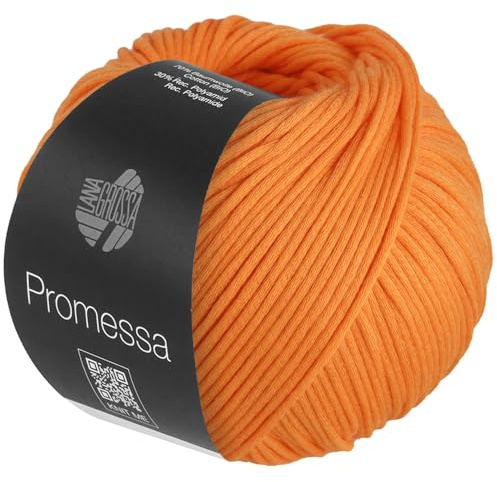 LANA GROSSA Promessa | Weich gefülltes Schlauchgarn aus Bio-Baumwolle und Polyamid | Handstrickgarn aus 70% Bio-Baumwolle & 30% Polyamid | 50g Wolle zum Stricken & Häkeln | 125m Garn FB4