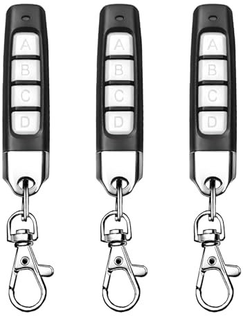 3 Pcs 433MHz Copy Remote Opener, White Universal Garage Door Controller Wireless Cloning Key Fob 4 in 1 Remote Control Duplicator, for Electric Gate Car Alarm doors Home Store Roller Shutters Home