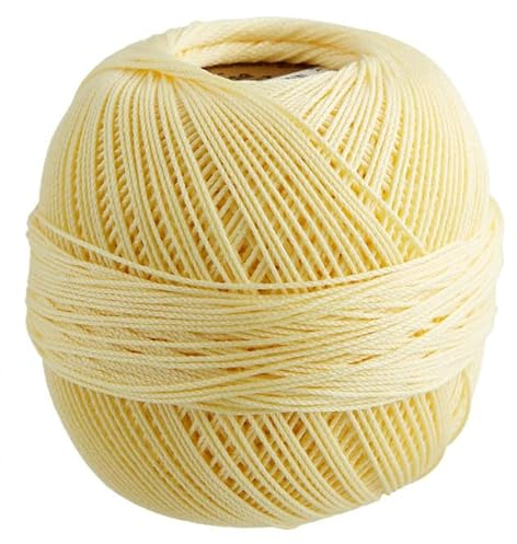 Elisa Häkelgarn Filethäkelgarn Stärke 5, 50 g/200 m LL, 100% Baumwolle gekämmt, mercerisiert, gasiert, NS 1,75-2,0mm, (8539 hellgelb)