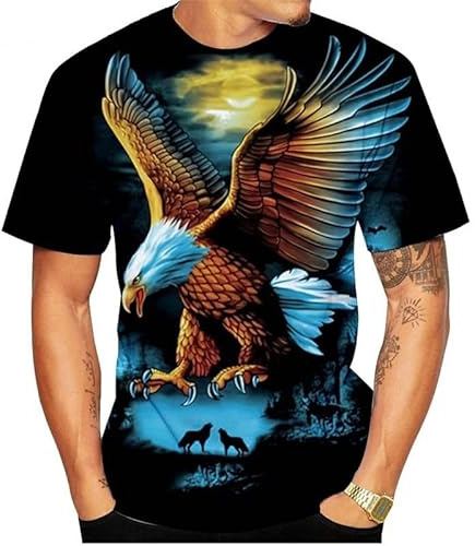 Unisex 3D Druck T Shirt，3D Adler Grafik T-Shirt Sommer Männlich Mode Shirt Tops Street Wear Tshirt Polyester S-6XL