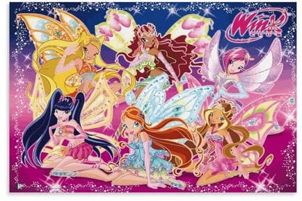 TSNKNP Winx Club Anime Poster Dekorative Malerei Leinwand Wandkunst Wohnzimmer Poster Schlafzimmer Malerei,Wandkunst Bilddruck Moderne Familienzimmer Dekor 12x18inch(30x45cm)