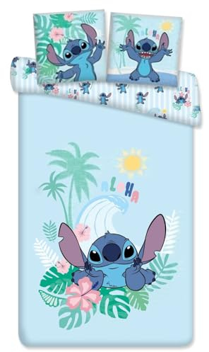 Lilo and Stitch Aloha Angel Bettwäsche-Set - Wendebettwäsche 140 x 200 cm und Kissenbezug 70 x 90 cm - Mehrfarbig