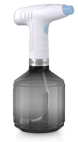 T TOVIA Automatic Electric Garden Sprayer 1L, Battery Powered USB Rechargeable Fine Mist to Stream Spray Bottle with Adjustable Flow Tip for Gardening, Fertilizing, Household Cleaning (Blue)