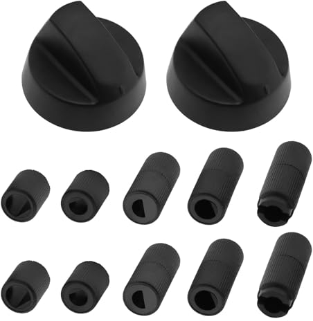 LT Easiyl 2 Sets Universal Kunststoff Steuerknöpfe Wählschalter Multi Herd Ersatz für Air Fryer Mini Ofen Herd Grill mit Adapter Knopf Schalter, Schwarz