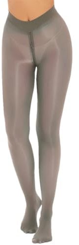 Damen-Leggings mit Reißverschluss im Schritt, durchsichtig, dehnbar, einfarbig, Leggings, gray9, 42