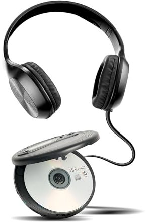Coby CD Player Portable CD Player with Headphones, Foldable, 60-Sec Anti-Skip Discman Compact Disc Player with Headset Bundle for Travel or Home Use (194)