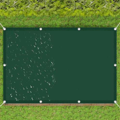 Toile Ombrage Rectangulaire 150 x 200 cm Imperméable Jardin Parasol Filet de D'Extérieur Jardin, Pelouse, Patio, Piscine Protection UV 98% Perméable avec Corde, Vert Foncé