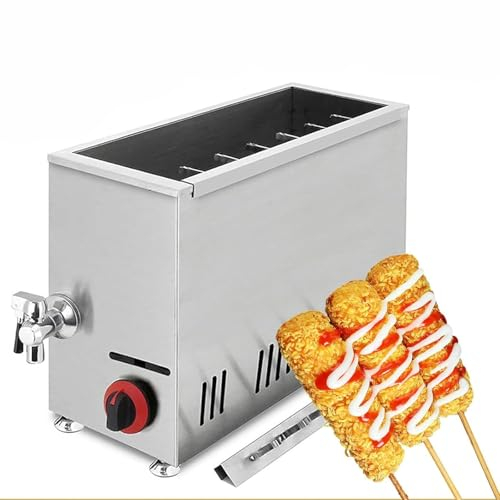 guoyjmm Commercial Deep Fryer LPG Gas, Automatic Cheese Hot Dog Sticks Fryer Corn Dog Fryer Machine 21L, for Fast Food Restaurants, Snack Bars