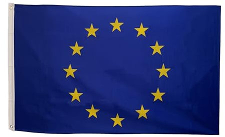 Flagtex Bandiera dell'Unione Europea (UE) Heavy Duty Nylon 210D con occhielli – 90 cm x 60 cm – Europa