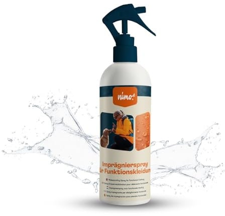 nimo® Spray impermeabilizzante per abbigliamento funzionale | Spray impregnante contro pioggia e sporco | abbigliamento impermeabile per esterni | parapioggia per giacche | impregnazione per pantaloni