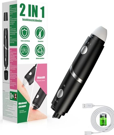 Stim-U-Dent mückenstich Hitzestift, 2 in 1 Chemiefreie Insektenstichheiler, Elektrischer Stichheiler Insektenstift Mückenstift für schnelle Linderung von Juckreiz und Schwellungen