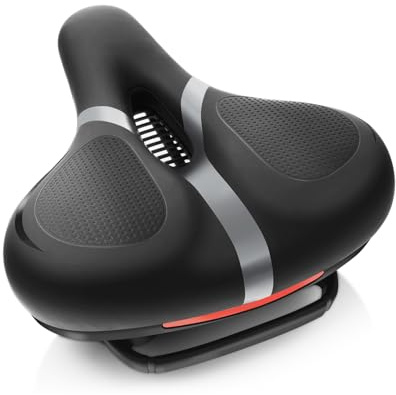 Bicycle Seat, Wide Bike Seat for Men Women, Comfort Wide Bike Saddle Replacement Memory Foam Padded Soft Bike Seat Cushion Compatible with Peloton, Mountain, City Bikes, Indoor Exercise Bikes (Gray-L)