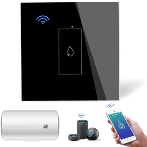 Smart Immersion Heater Timer Switch, 40A 8000W WiFi Smart Water Heater Switch with 5 Timer Function, Voice Control + APP Remote Control, Works with Amazon Alexa & Google Assistant