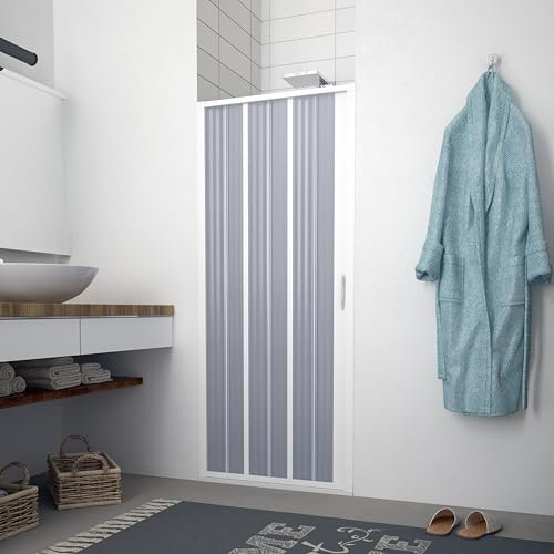 Forte: Parete doccia Flex a soffietto in PVC, Anticalcare, Riducibile, Resistente agli urti, Kit completo, 60L x 185H, Bianco (Bianco, 160 x 185 cm)