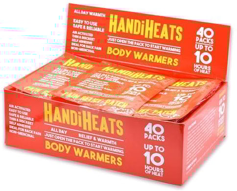 40 x HandiHeats - self-Adhesive Warmers - Disposable Stick On Heat Pads for Back, Muscle, Period Pain, Hiking Skiing Snowboarding - Pain Patches Body Warmers - Air Activated 10 Hours of Heat