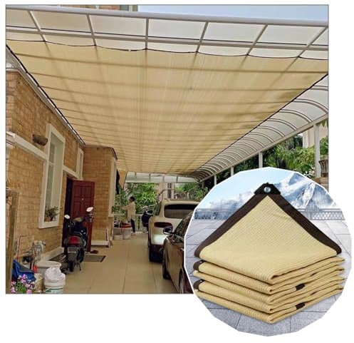 Tenda ombreggiante beige 85% tessuto ombreggiante 4 x 7 m pergolato rete per esterni rete con occhielli ideale per giardino e patio copertura