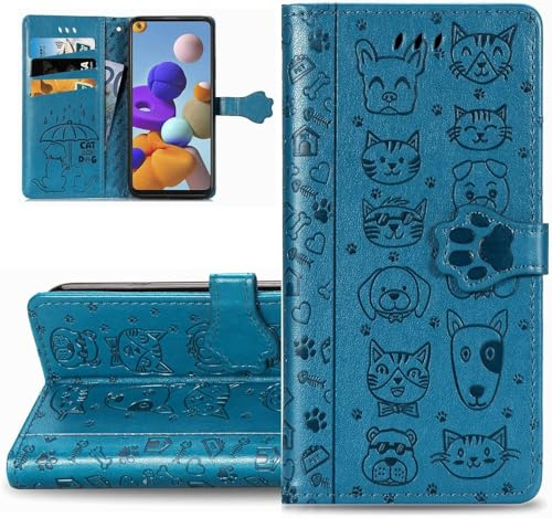 LEMAXELERS Kompatibel mit Samsung Galaxy S25 Ultra Hülle Handyhülle Niedlich Katze Hund Blumen Flip Case PU Leder Cover Magnet Schutzhülle Stoßfestes Handytasche für Galaxy S25 Ultra,SD Cat Blue.