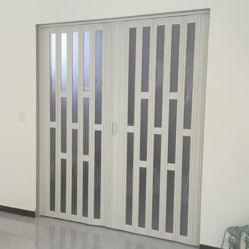 CHZDPP Teleskop-Falttüren Anpassbare Akkordeontür, PVC-Falttüren für Hotel, Geschäft, Studio, Raumtrenner Schiebetür Wohnzimmer Arbeitszimmer Balkon Küche Büro(205x240cm/6.7x7.9ft)