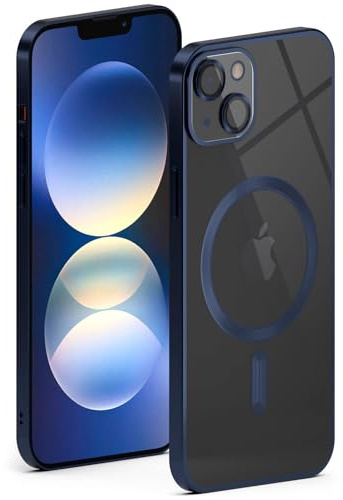 ONEFLOW für iPhone 13 Hülle für MagSafe mit Kameraschutz, Schutzhülle induktives Laden Durchsichtig, Handyhülle iPhone 13 Case Magnetisch, Blau