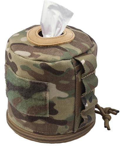 Tactical Toilet Paper Holder Roll Paper Storage Bag Waterproof Camping Tissue Box Portable & Foldable Paper Towel Holder for Camping Hiking Picnic Outdoor Tent Travel (Camo, Super Mega)