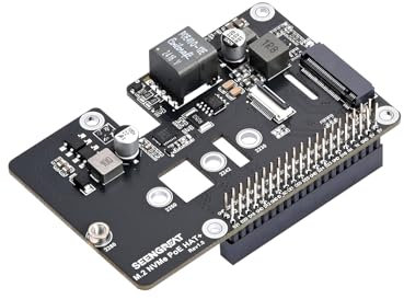 Fits Raspberry Pi 5 M.2 NVMe PoE Hat+ PCIe SSD Interface Expansion Board – Supports NVMe SSD Boot, PoE Power Supply, Gen2/Gen3, 2230/2242/2260/2280 M.2 SSD Sizes